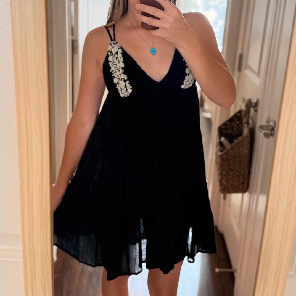 L*Space Black Embroidered Mini Dress